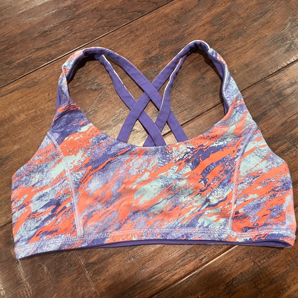 Reversible Purple + Orange and White Ivivva Sports Bra